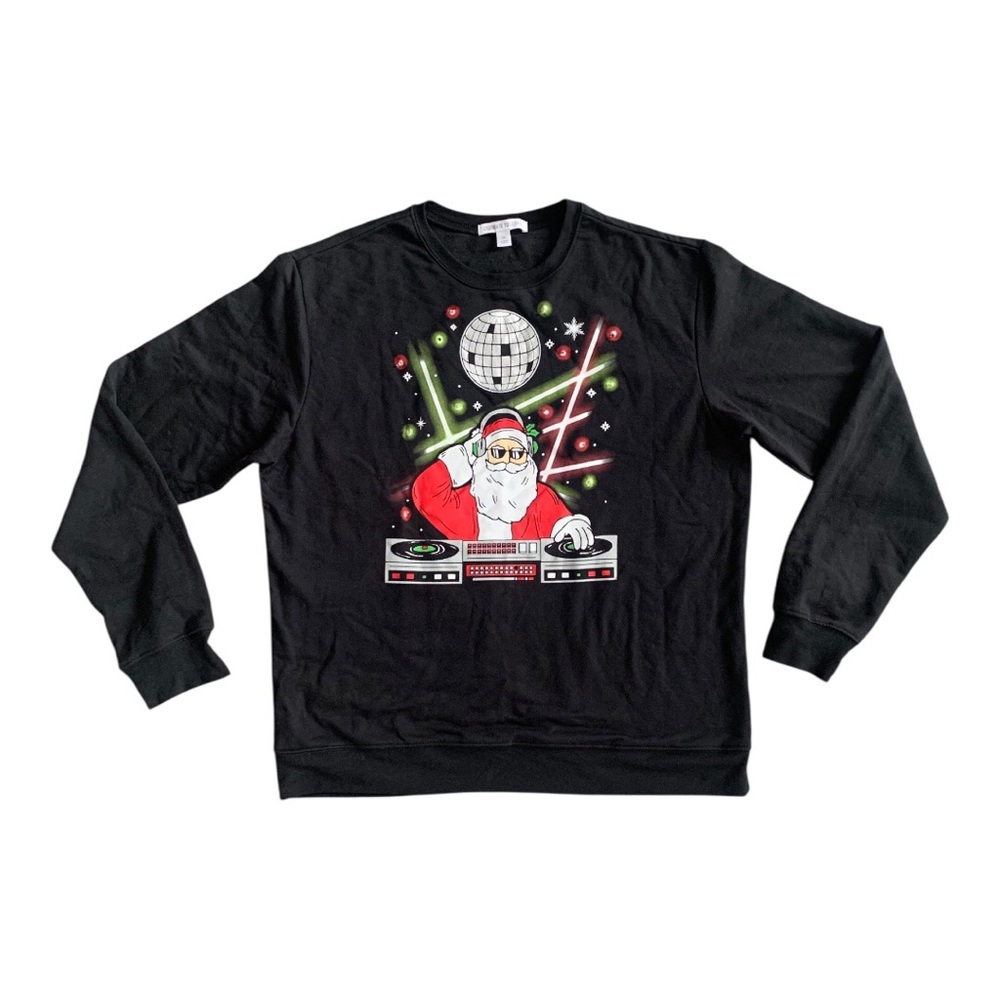 Ugly Christmas Sweatshirt DJ Party Santa Disco Ball Light Up Mens Womens XL
